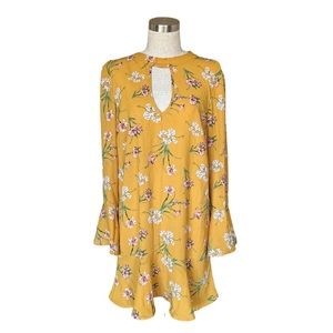 Xhilaration Yellow Floral High Neck Dress